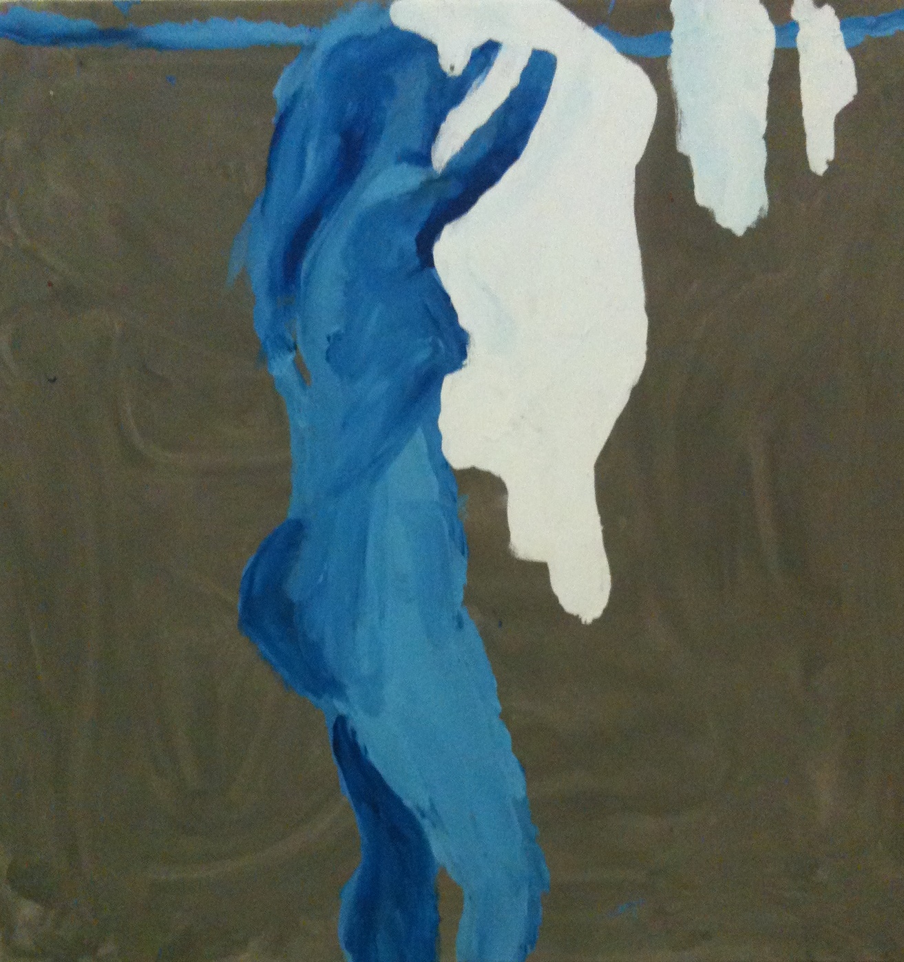 donna che stende acrilico su tela 60x60 anno 2012 donna che stende